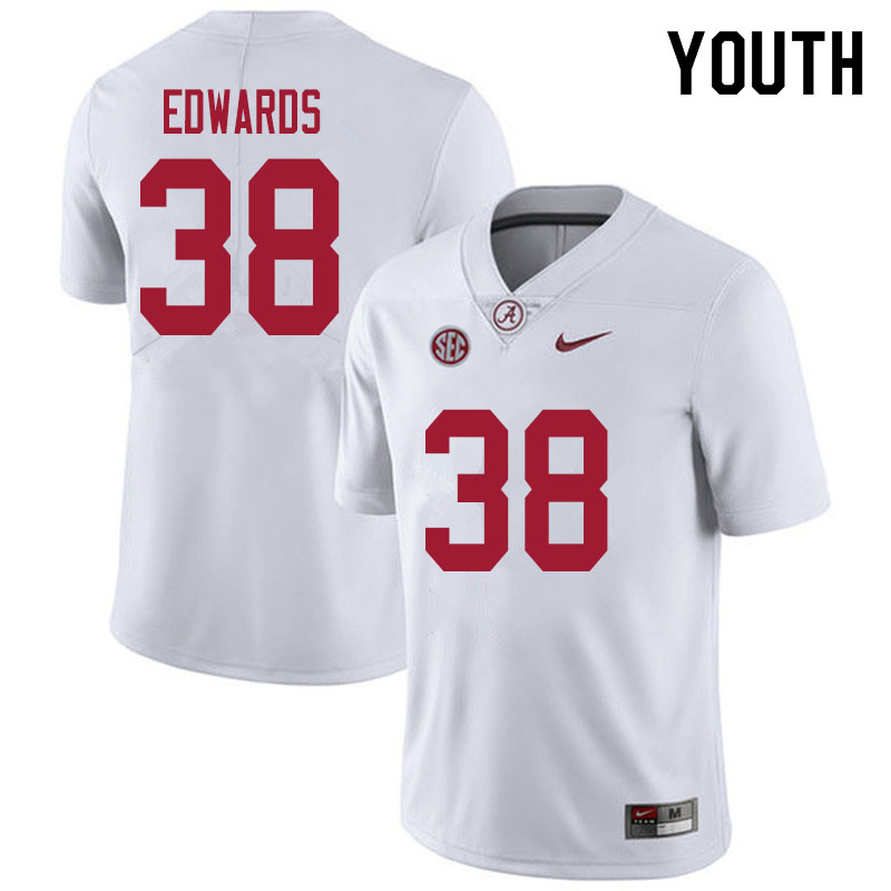 Alabama Crimson Tide Youth Jalen Edwards #38 White NCAA Nike Authentic Stitched 2020 College Football Jersey UX16J04QJ